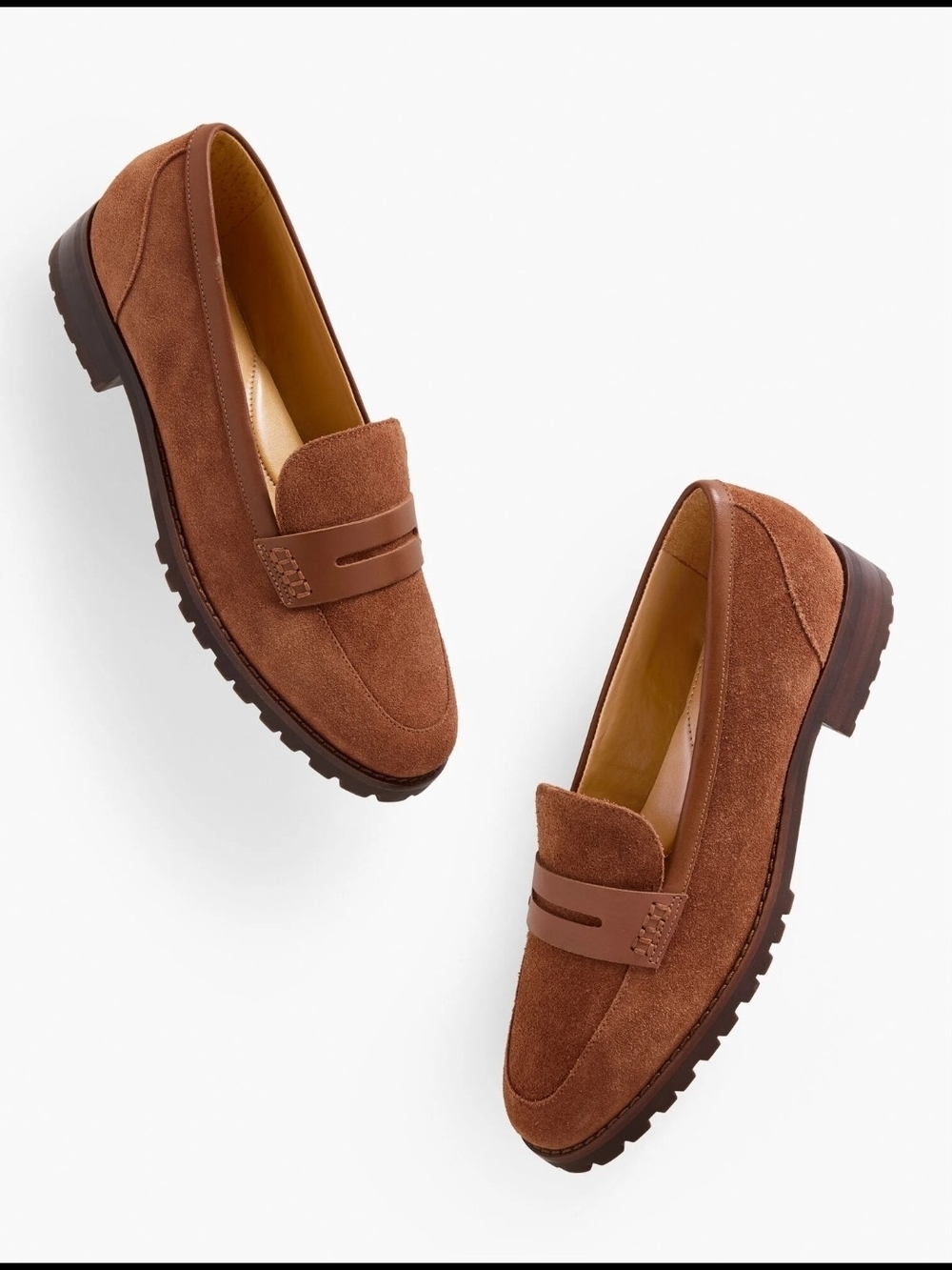 New Talbots Cassidy Suede Penny Loafers in Rust Brown Sz 5 Womens